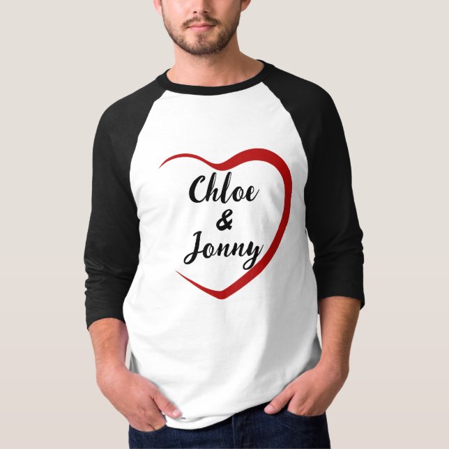 Camiseta Corazón que contiene dos nombres Personalizar (Anverso)