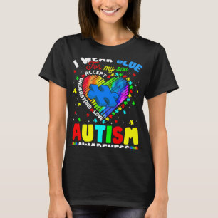 Camiseta Corazón que llevo azul de autismo por mi hijo Conc