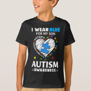 Camiseta Corazón Que Llevo Azul Para Mi Hijo Mes De Concien