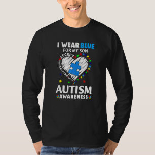 Camiseta Corazón Que Llevo Azul Para Mi Hijo Mes De Concien