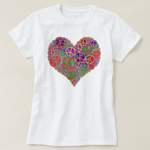 Camiseta Corazón retro de la paz del vintage