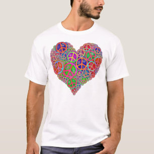 Camiseta Corazón retro de la paz del vintage