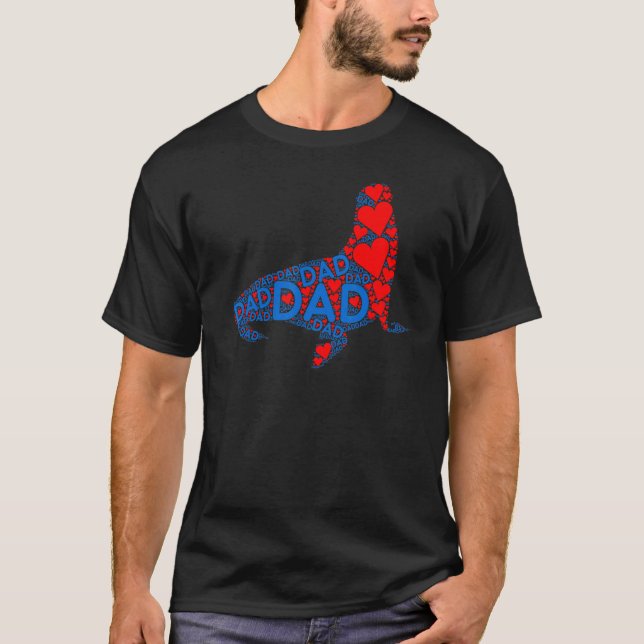 Camiseta Corazón Rojo Amor Azul papá Cute Sello Papi Padre (Anverso)