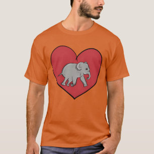Camiseta corazón rojo animal amor elefante vintage