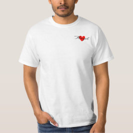 Camiseta Corazón Rojo Blanco Mínimo Moderno, Adición Su Nom