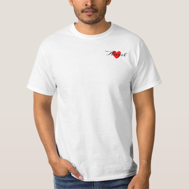 Camiseta Corazón Rojo Blanco Mínimo Moderno, Adición Su Nom (Anverso)