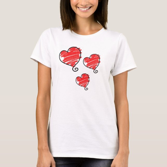 Camiseta Corazón rojo burbuja linda (Anverso)