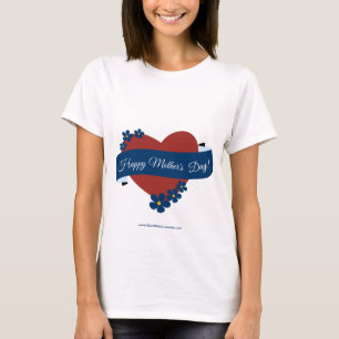 Camiseta Corazón Rojo Celebración del Día Feliz de la Madre