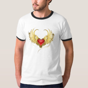 Camiseta Corazón Rojo con Alas Doradas
