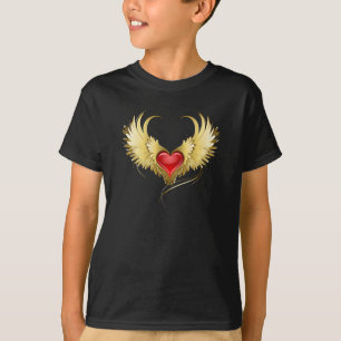 Camiseta Corazón Rojo con Alas Doradas