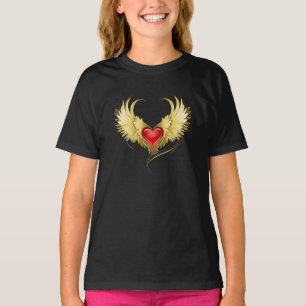 Camiseta Corazón Rojo con Alas Doradas