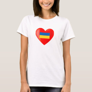 Camiseta Corazón rojo con bandera de Ucrania colorea camise