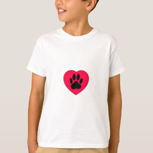 Camiseta Corazón Rojo Con Papas De Perro Impresión