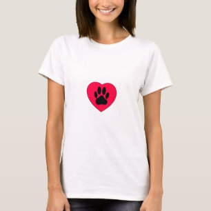 Camiseta Corazón Rojo Con Papas De Perro Impresión