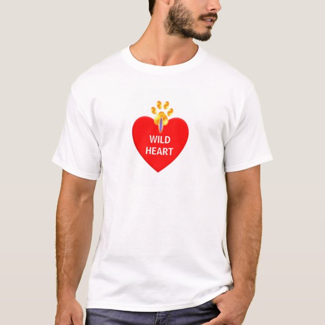 Camiseta Corazón rojo con pata y caligrafía (Anverso)