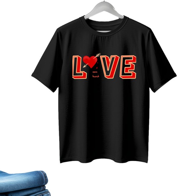 Camiseta Corazón rojo con texto Amor (Subido por el creador)