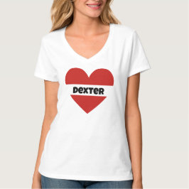 Camiseta Corazón Rojo Cute Nombre Personalizado Mujer