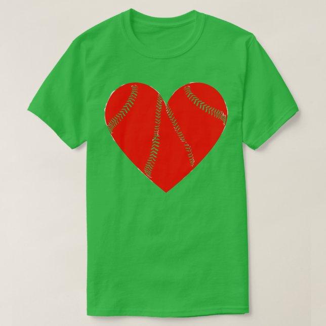 Camiseta corazón rojo de béisbol (Diseño del anverso)