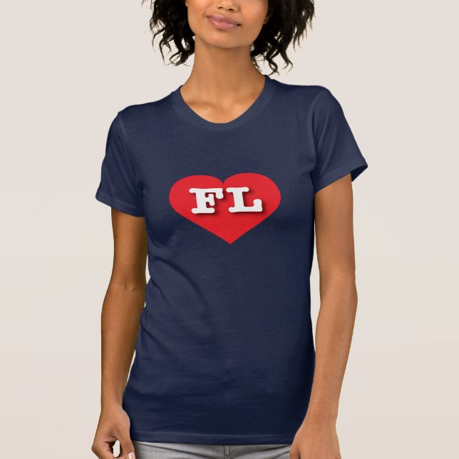 Camiseta Corazón Rojo de Florida - Amo FL (Anverso)