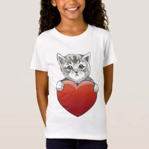 Camiseta Corazón Rojo de Gato Gato Gatito