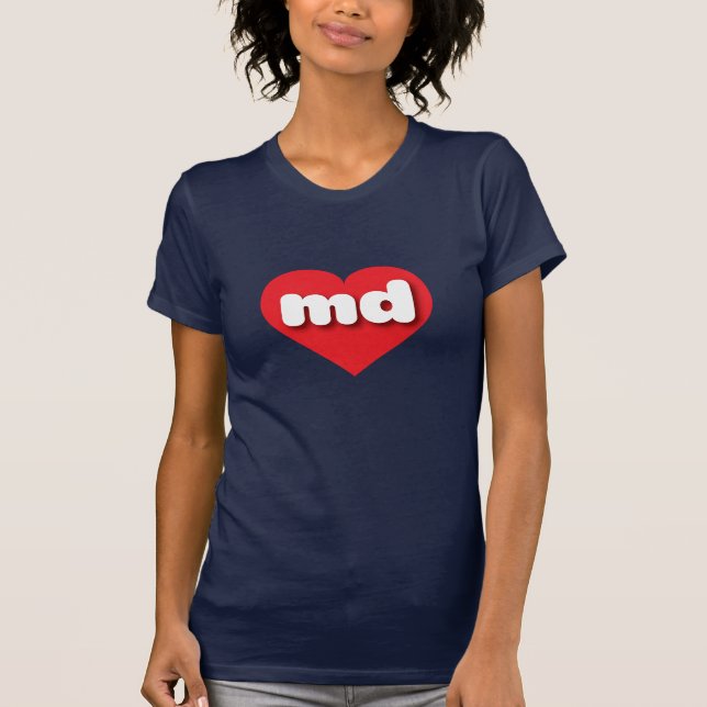 Camiseta Corazón rojo de Maryland - Amo el Md (Anverso)