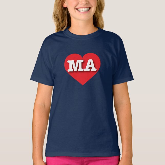 Camiseta Corazón Rojo de Massachusetts - Me encantan las MA (Anverso)