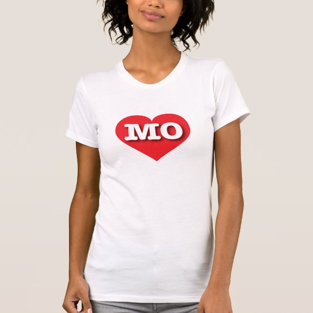 Camiseta Corazón Rojo de Misuri - Amo MO (Anverso)