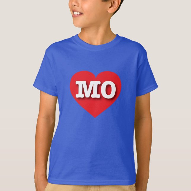 Camiseta Corazón Rojo de Misuri - Amo MO (Anverso)