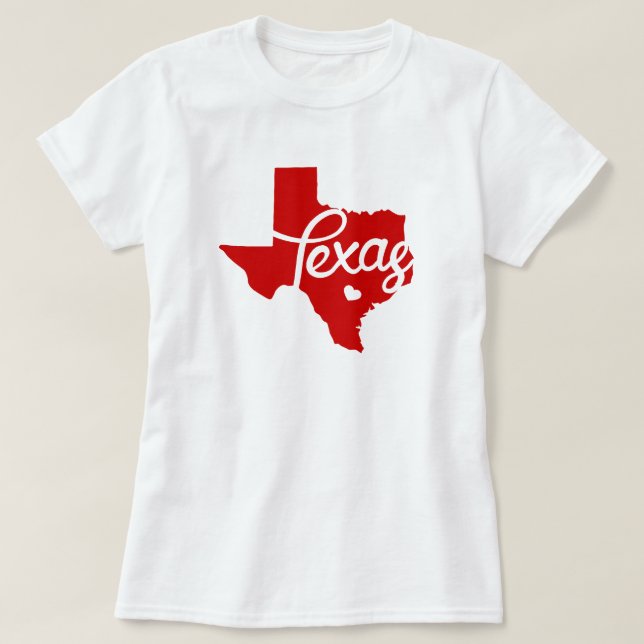 Camiseta Corazón Rojo de Texas (Diseño del anverso)