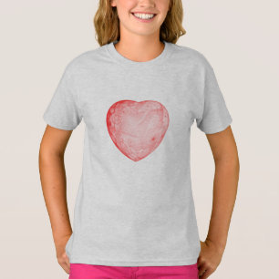 Camiseta Corazón rojo del fractal abstracto brillante,