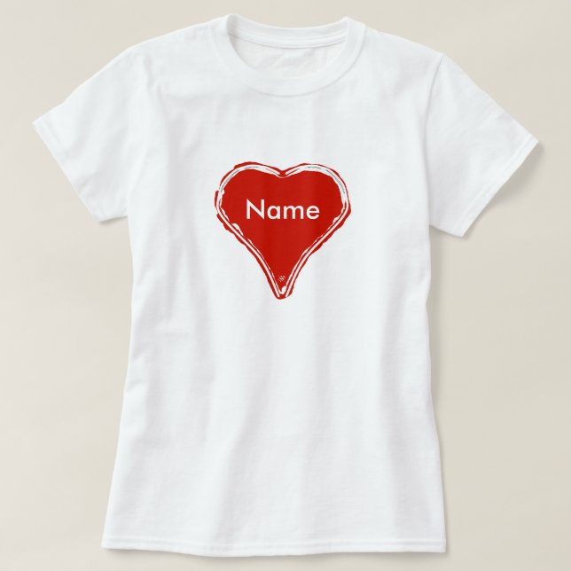 Camiseta Corazón rojo esperando un nombre (Diseño del anverso)
