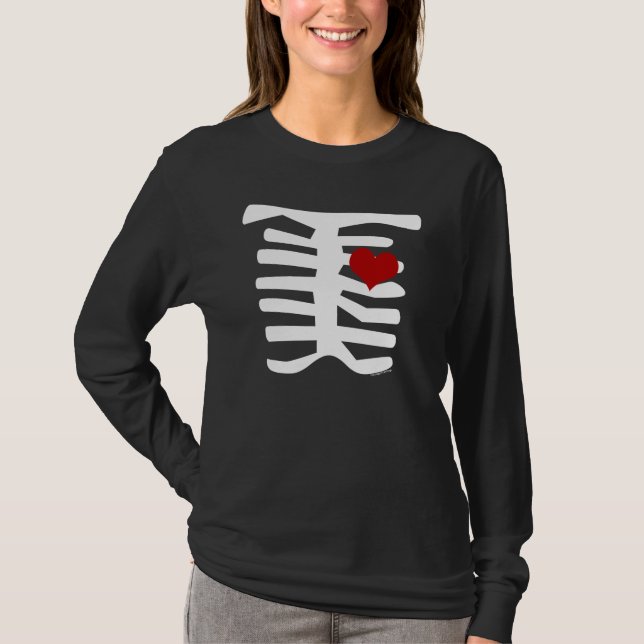 Camiseta Corazón rojo esquelético (Anverso)