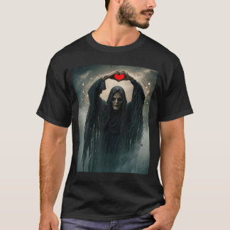 Camiseta Corazón rojo fantasma manos cara espantosa hallowe