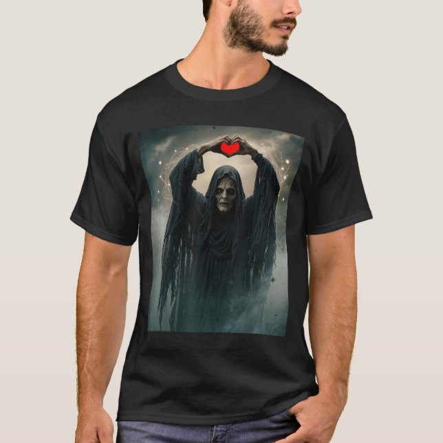 Camiseta Corazón rojo fantasma manos cara espantosa hallowe (Anverso)