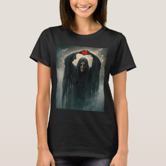 Camiseta Corazón rojo fantasma manos cara espantosa hallowe