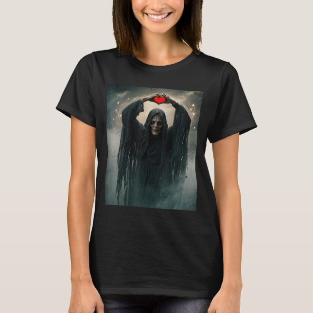 Camiseta Corazón rojo fantasma manos cara espantosa hallowe (Anverso)