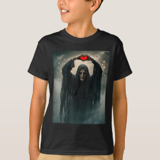 Camiseta Corazón rojo fantasma manos cara espantosa hallowe