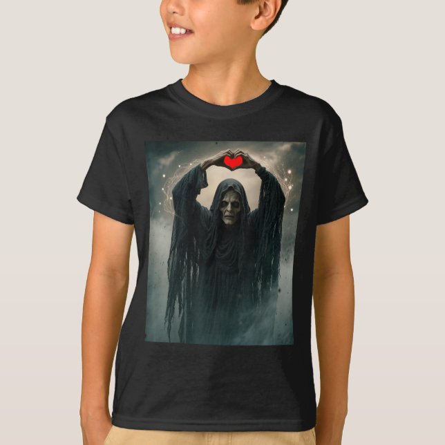 Camiseta Corazón rojo fantasma manos cara espantosa hallowe (Anverso)
