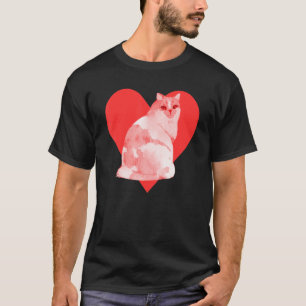 Camiseta Corazón Rojo Gatito Cymric Amigo Mejor Mascota Ado