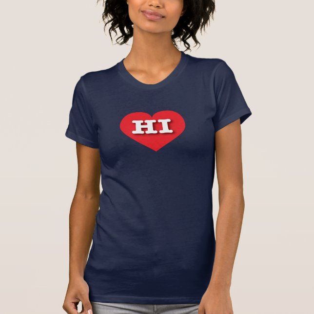 Camiseta Corazón Rojo Hawaii - Amo HI (Anverso)