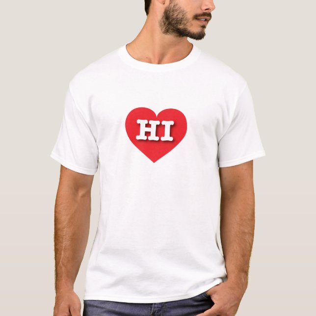 Camiseta Corazón Rojo Hawaii - Amo HI (Anverso)