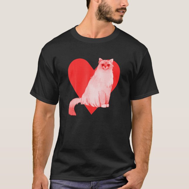 Camiseta Corazón Rojo Mascota Cute Mejor Amigo Gato Birman (Anverso)