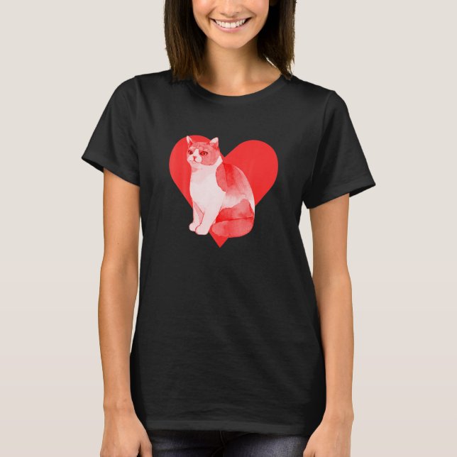 Camiseta Corazón Rojo Mascota Mejor Amigo British Shorthair (Anverso)