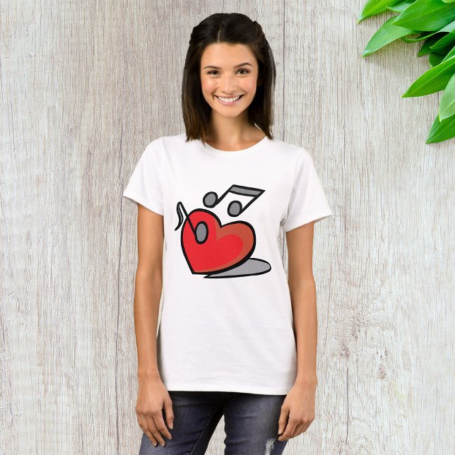 Camiseta Corazón Rojo Notas Musicales Cantando (Subido por el creador)