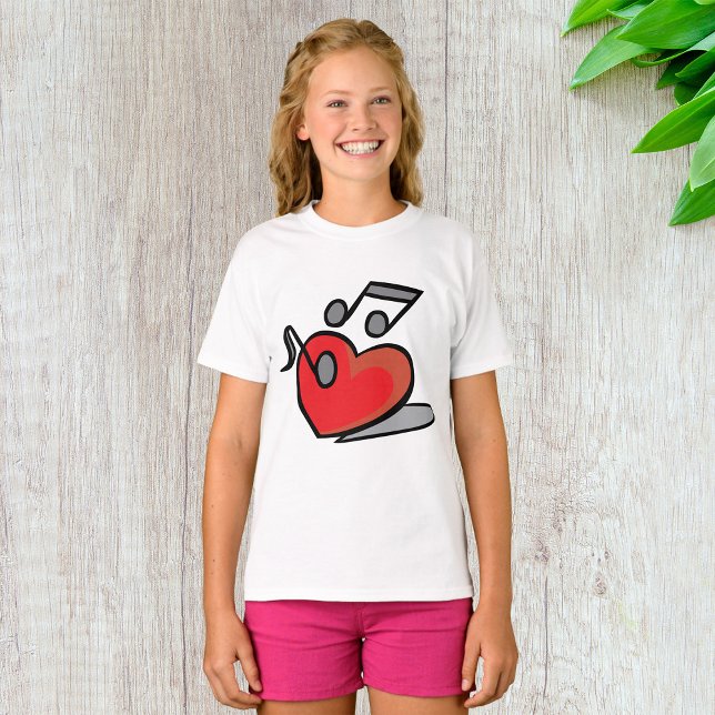Camiseta Corazón Rojo Notas Musicales Cantando (Subido por el creador)