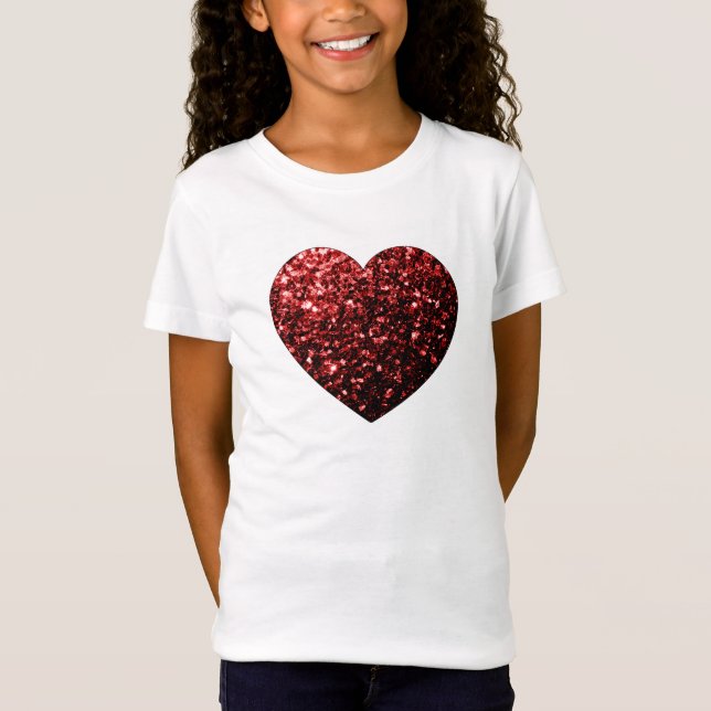 Camiseta Corazón rojo oscuro con brillo falso destellos (Anverso)