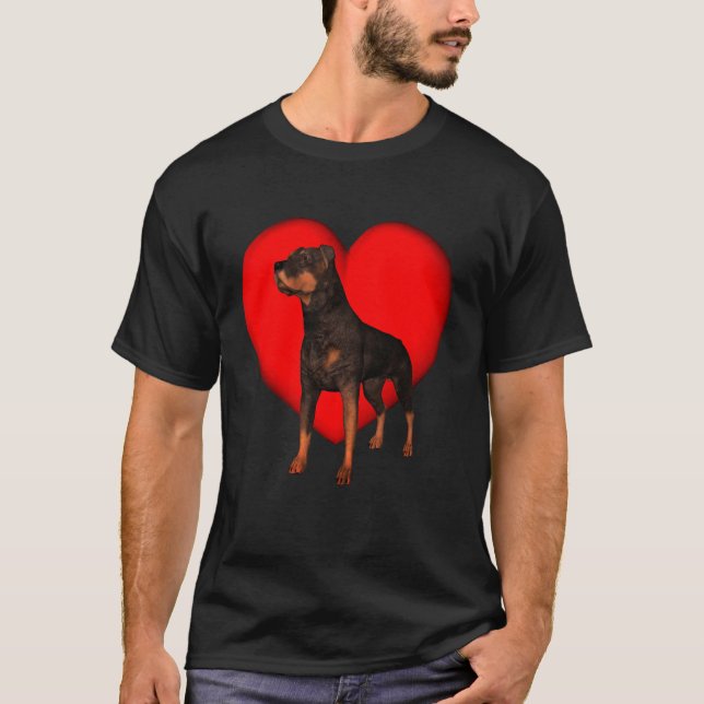 Camiseta Corazón Rojo Rottweiler (Anverso)