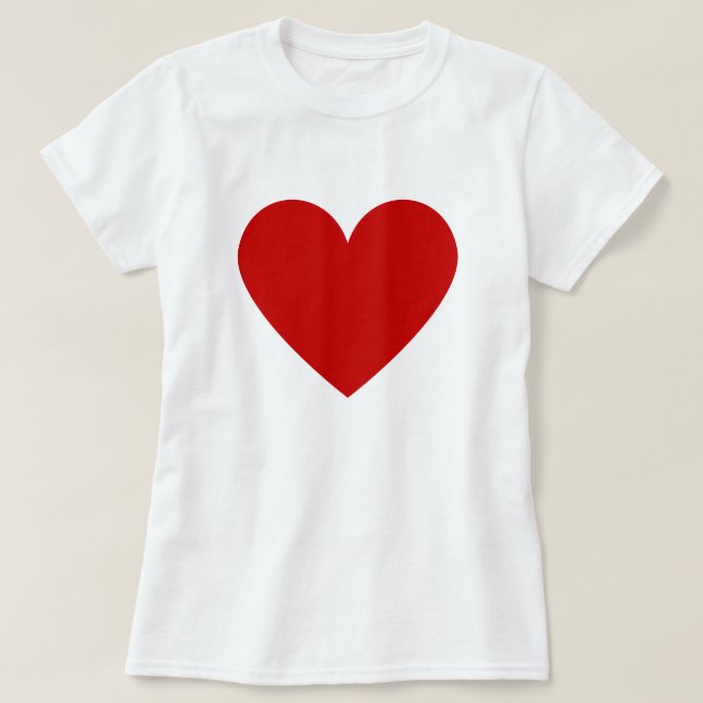 Camiseta Corazón Rojo Simple Moderno Personalizado (Diseño del anverso)