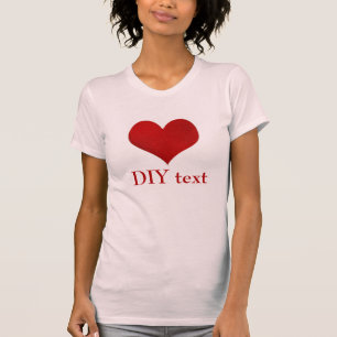 Camiseta Corazón rojo, texto de bricolaje