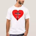 Camiseta Corazón rojo y cruz de IOATNO<br><div class="desc">IOATNO representa mí debe lealtad a no otra. Simboliza unos relación cristiana con dios y Jesús el mantener cercano en su corazón.</div>